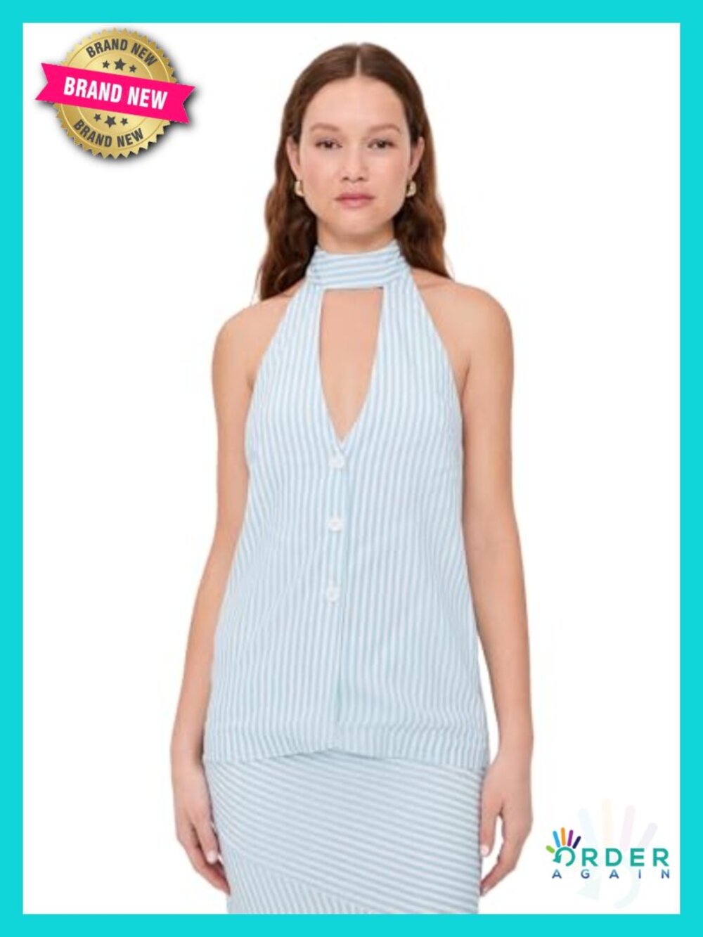 Halter Vest Top with Cutout Front and Ties at Back